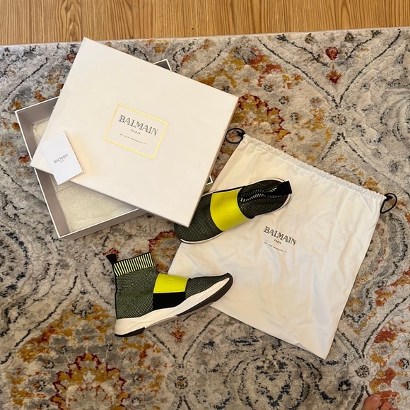 Neon BALMAIN high top logo sneakers - Picture 3 of 8